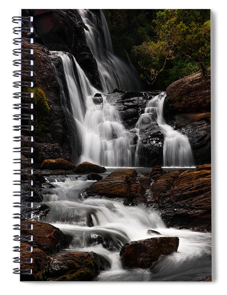 Landscape Spiral Notebook featuring the photograph Bakers Fall IV. Horton Plains National Park. Sri Lanka by Jenny Rainbow