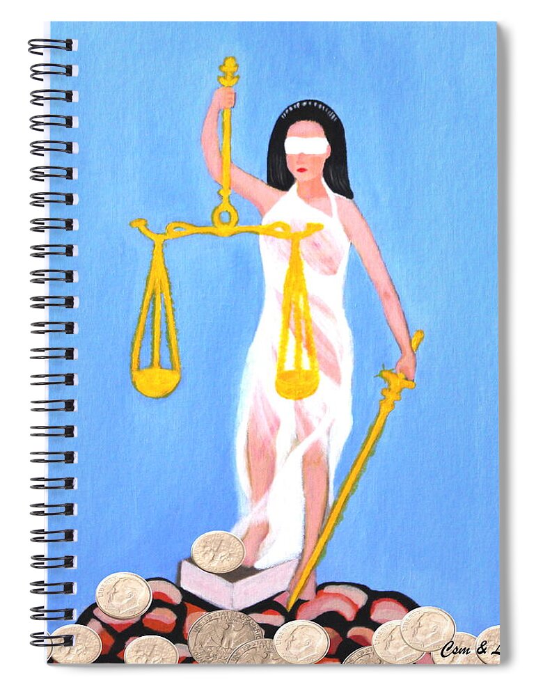 Balance And Money Spiral Notebook featuring the painting Balance and Money by Lorna Maza
