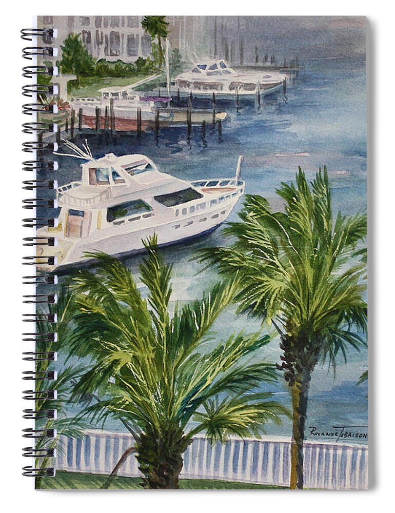 Cabin Cruiser Spiral Notebook featuring the painting Balcony View by Roxanne Tobaison