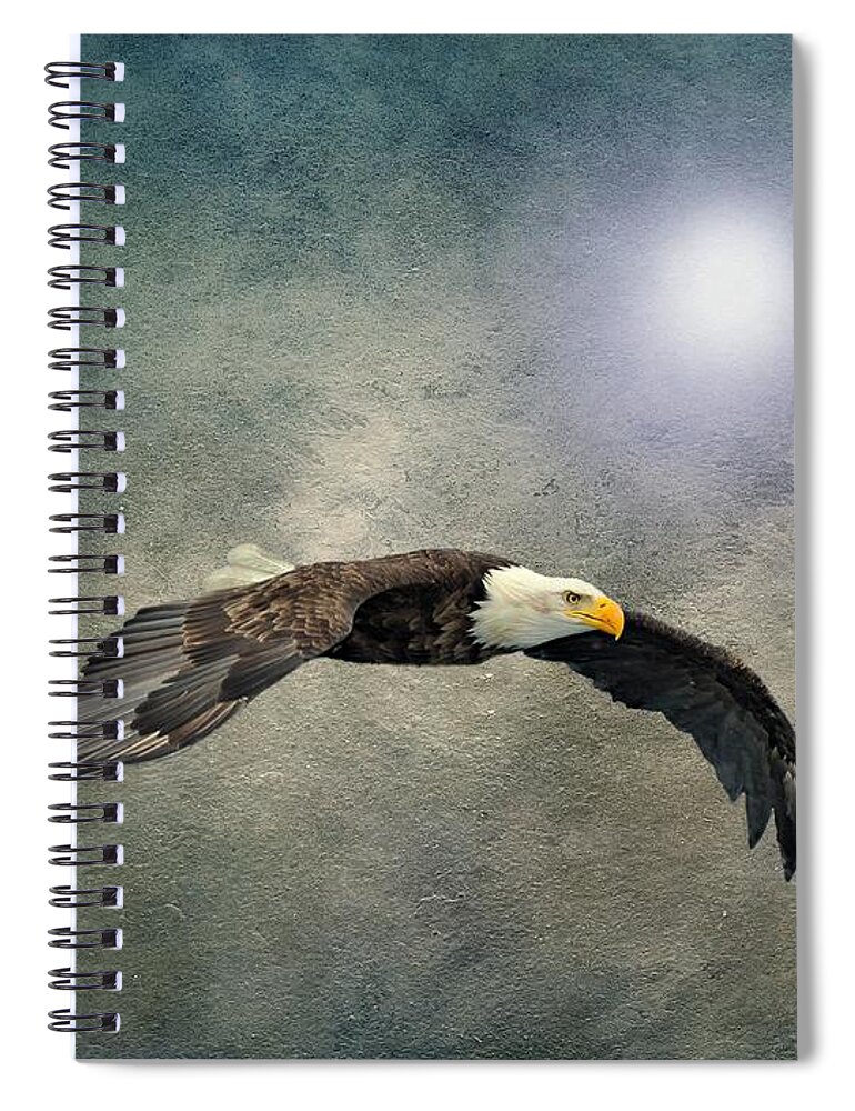 Eagle Spiral Notebook featuring the photograph Bald Eagle Textured Art by David Dehner