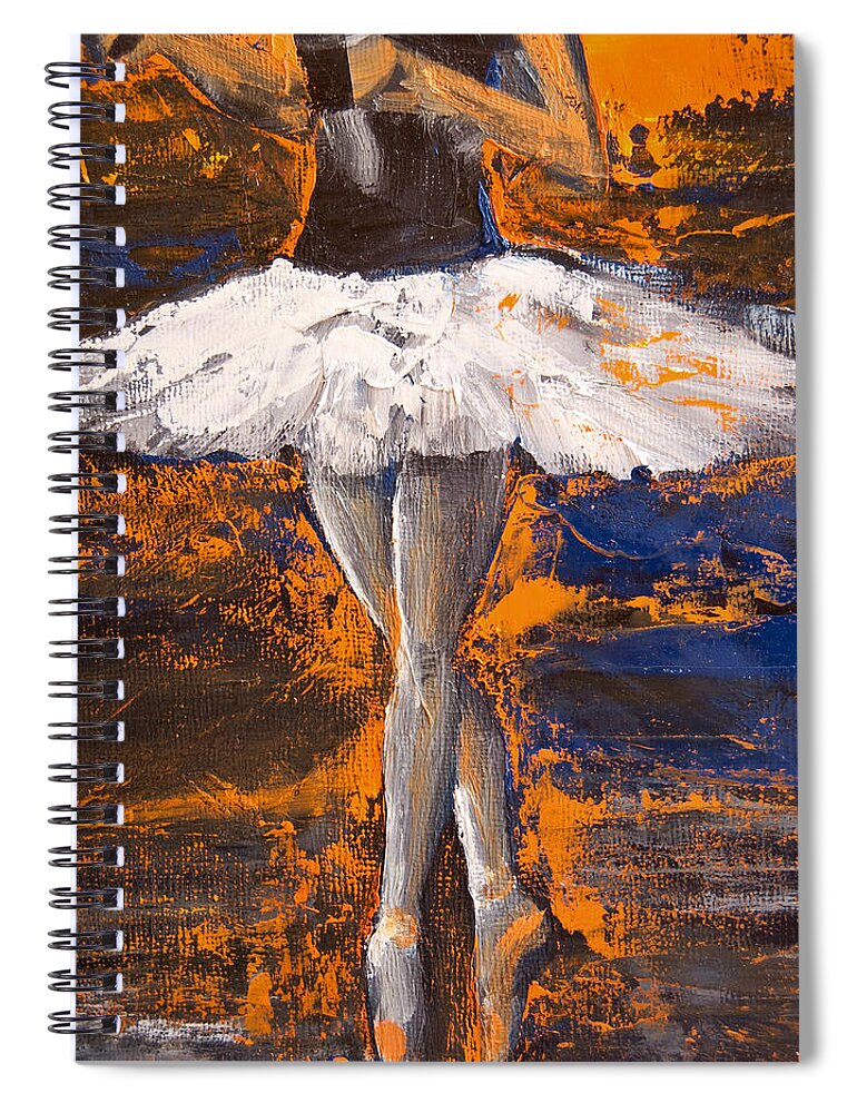 Ballerina Spiral Notebook featuring the painting Ballerina En Pointe by Jani Freimann