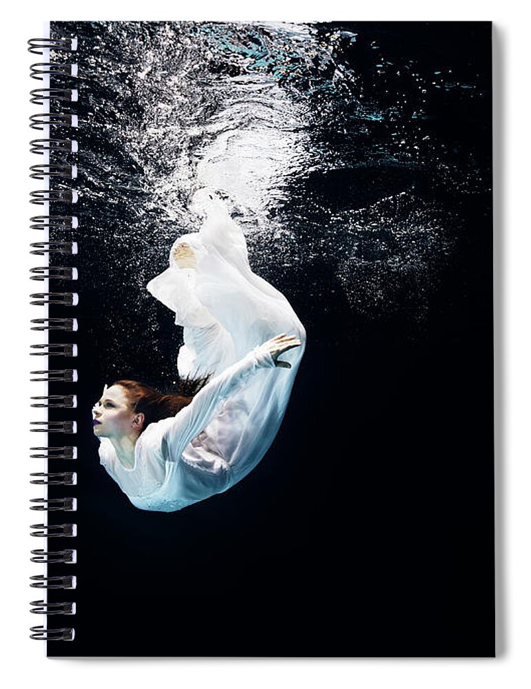 Ballet Dancer Spiral Notebook featuring the photograph Ballet Dancer Underwater Diving by Henrik Sorensen