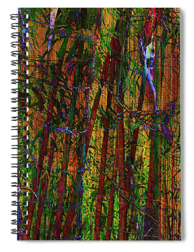 Bamboo Forest Spiral Notebook featuring the mixed media Bamboo Forest by Kiki Art