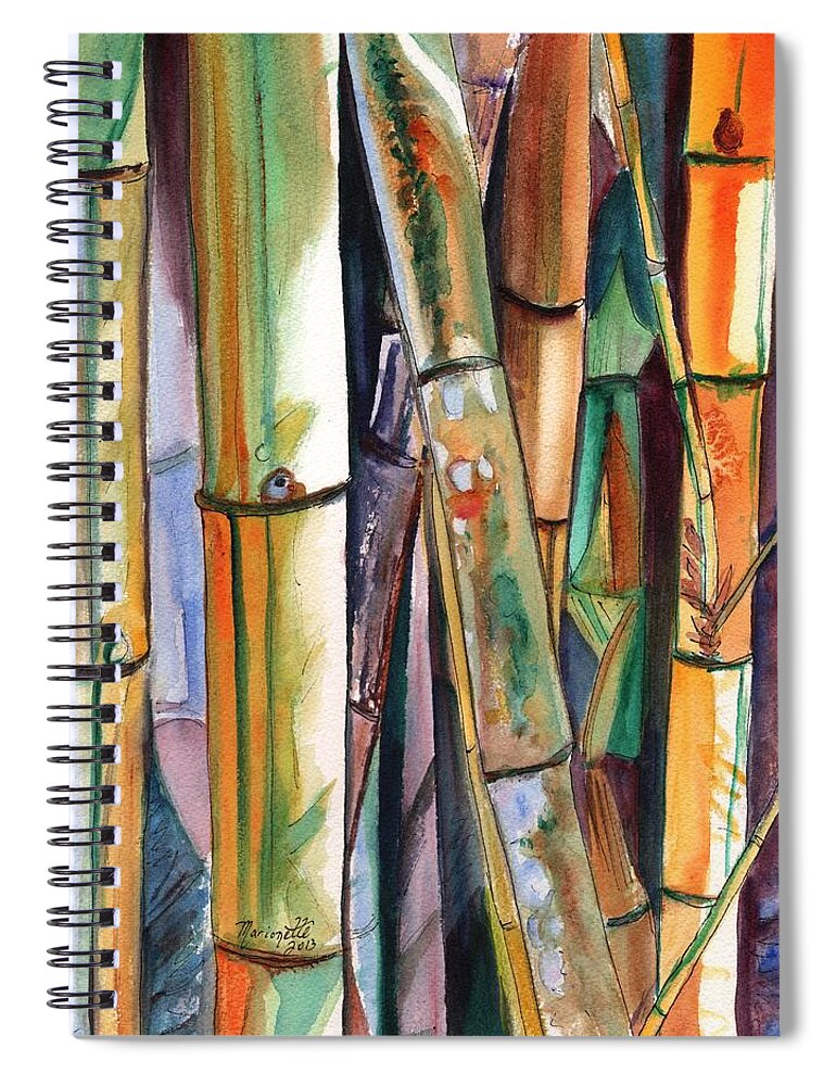 Bamboo Spiral Notebook featuring the painting Bamboo Garden by Marionette Taboniar