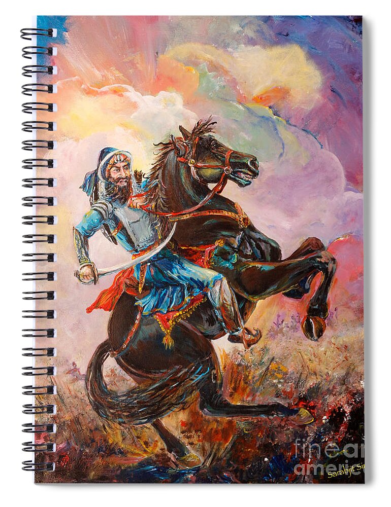 Landscape Spiral Notebook featuring the painting Banda Singh Bahadur by Sarabjit Singh