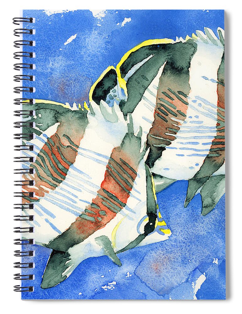 Butterflyfish Spiral Notebook featuring the painting Banded Butterflyfish by Pauline Walsh Jacobson
