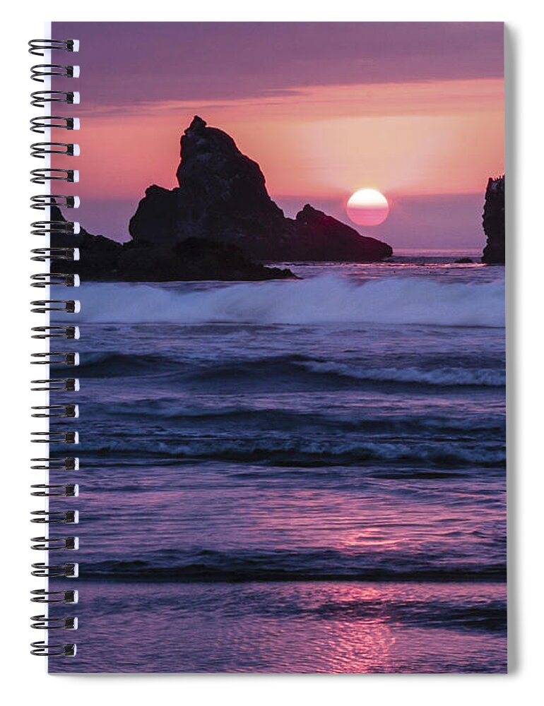 Beach Spiral Notebook featuring the photograph Bandon Beach Sunset by Jean Noren