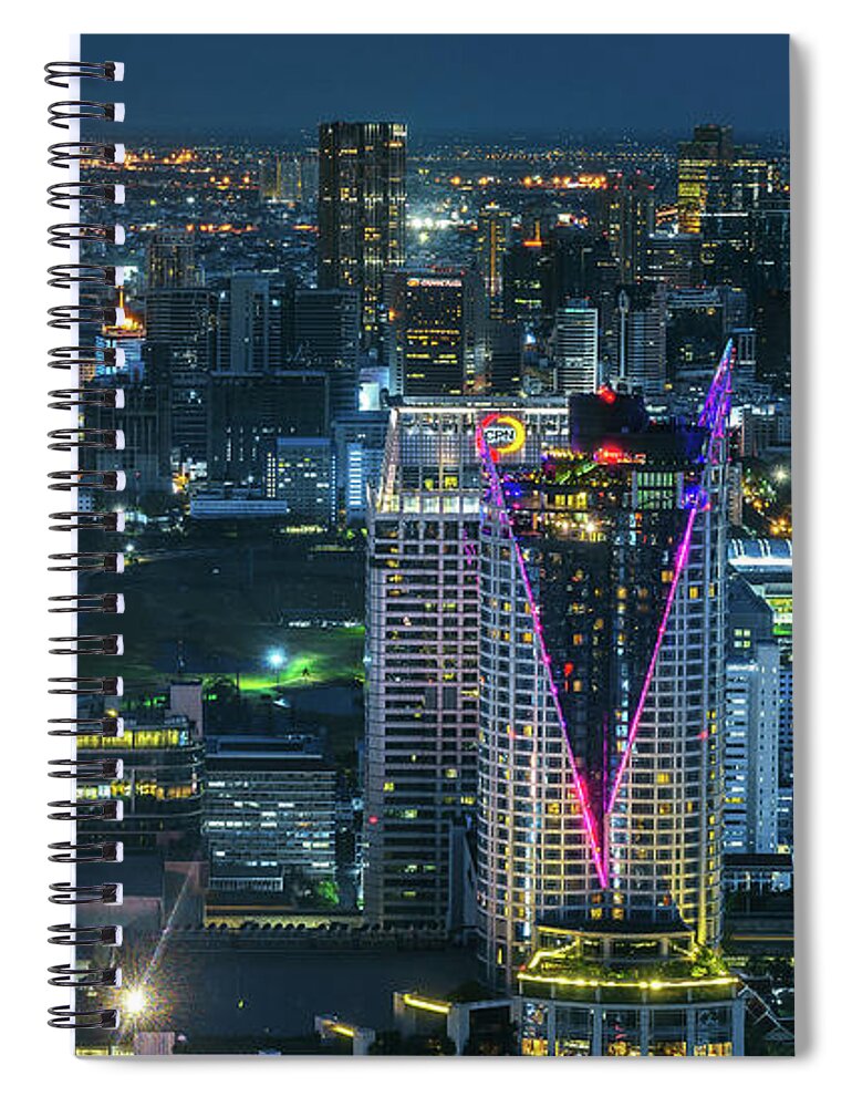 Outdoors Spiral Notebook featuring the photograph Bangkok City Skyline by Pornpisanu Poomdee