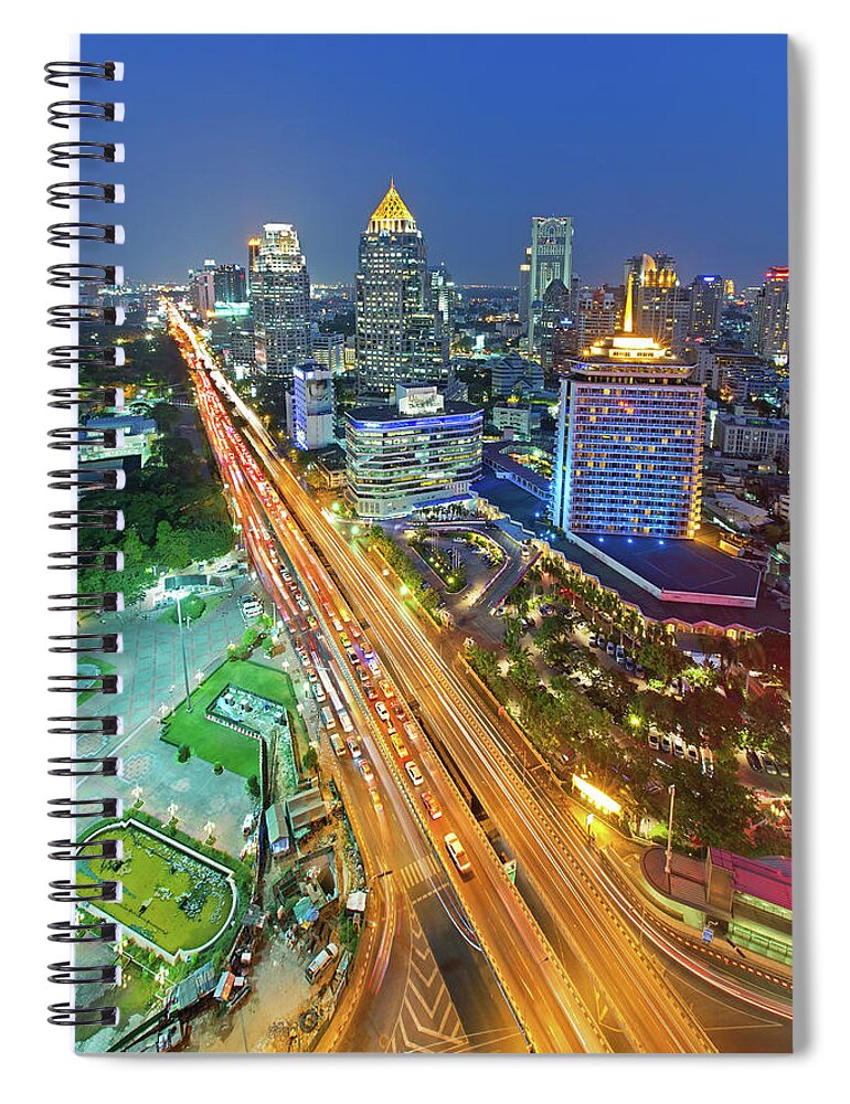 Clear Sky Spiral Notebook featuring the photograph Bangkok Light by Monthon Wa