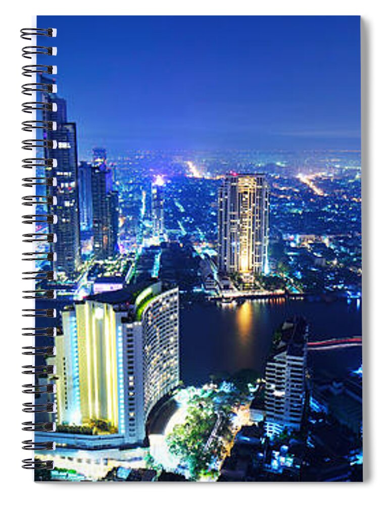 Apartment Spiral Notebook featuring the photograph Bangkok Skyline by Ngkaki