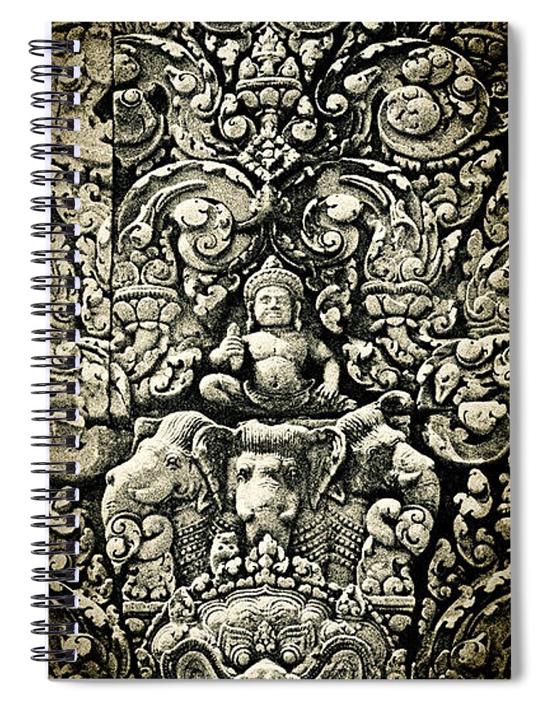 Banteay Srei Carving Spiral Notebook featuring the photograph Banteay Srei Carvings 2 Unframed Version by Weston Westmoreland