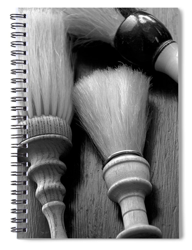 Barber Spiral Notebook featuring the photograph Barber Shop 13 BW by Angelina Tamez
