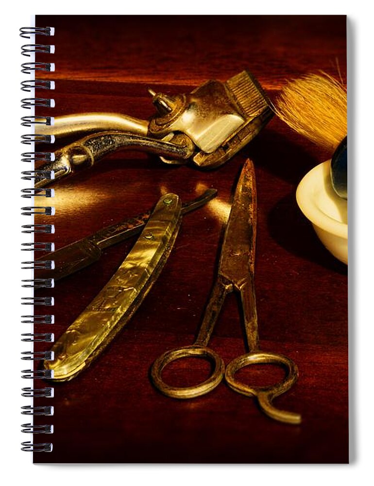 Barber - Things In A Barber Shop Spiral Notebook featuring the photograph Barber - things in a barber shop by Paul Ward