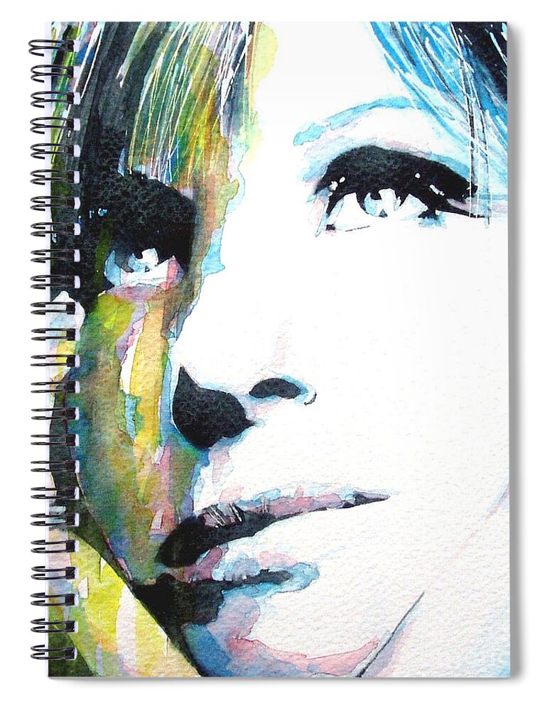 The Wonderful Barbara Streisand Caught In Waterrcolor Spiral Notebook featuring the painting Barbra Streisand by Paul Lovering