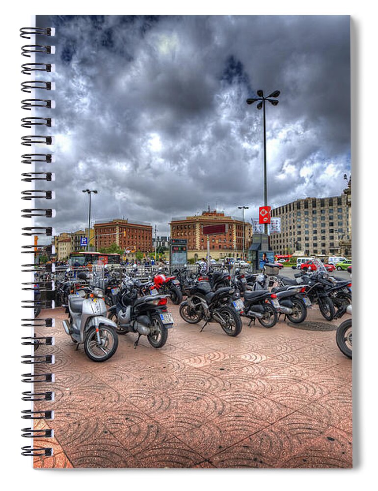Yhun Suarez Spiral Notebook featuring the photograph Barcelona Bikes by Yhun Suarez