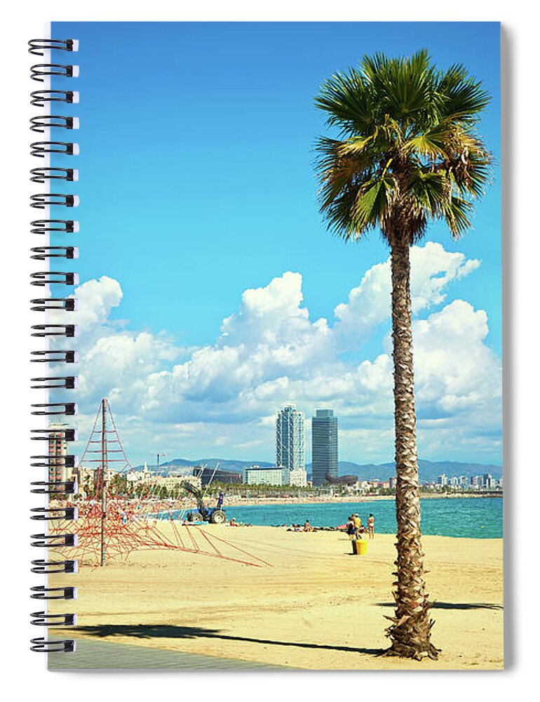 Catalonia Spiral Notebook featuring the photograph Barcelona Coastline by Nikada