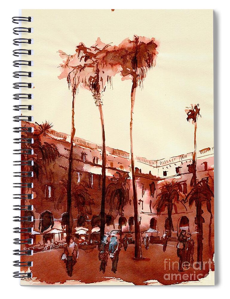 Barcelona Spiral Notebook featuring the drawing Barcelona_5 by Karina Plachetka