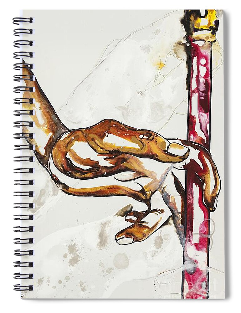 Hand Spiral Notebook featuring the painting Barely Holding On by Kasha Ritter