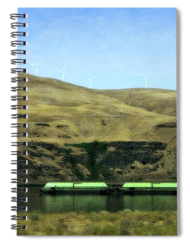 Pacific Northwest Spiral Notebook featuring the photograph Barges on the Columbia by Michelle Calkins