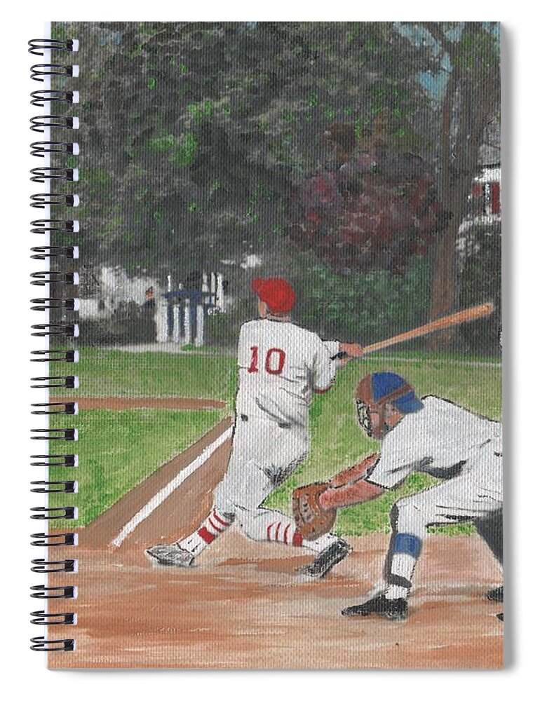 Baseball Spiral Notebook featuring the painting Baseball at Stone Park by Cliff Wilson