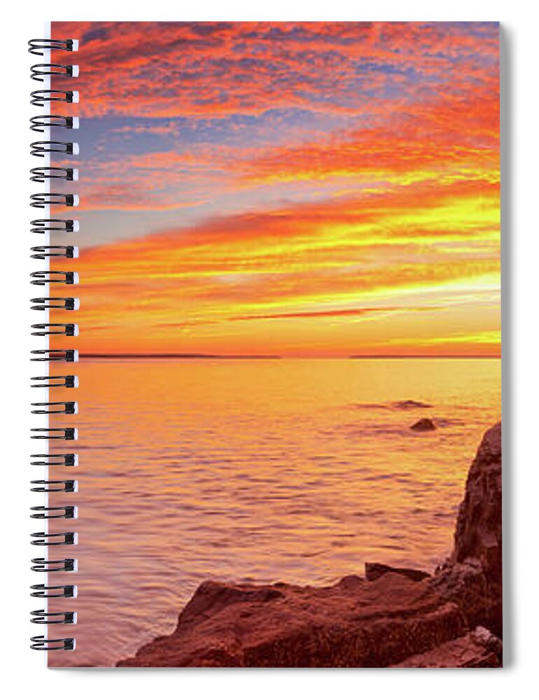 Water's Edge Spiral Notebook featuring the photograph Bass Harbor Head Lighthouse, Acadia Np by Sara winter