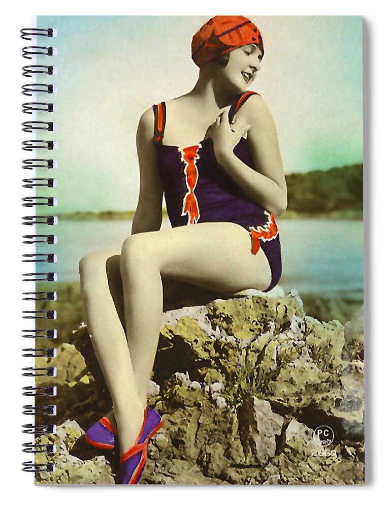 Bathing Beauty in Purple Bathing Suit Spiral Notebook by Denise Beverly -  Pixels