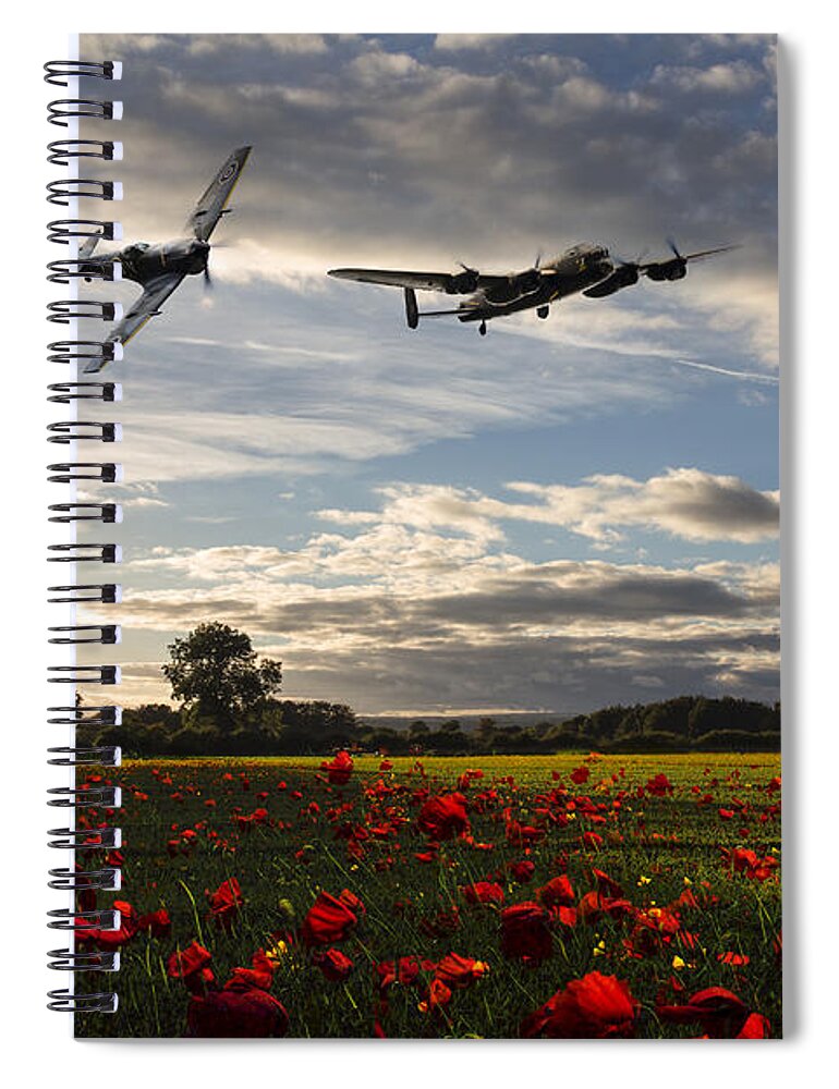 Avro Lancaster Spiral Notebook featuring the digital art Battle of Britain Poppy Pride by Airpower Art