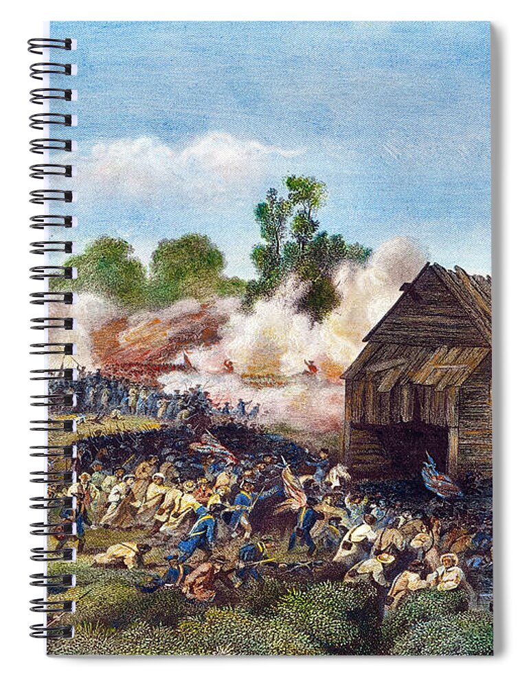 1776 Spiral Notebook featuring the painting Battle Of Long Island, 1776 by Granger