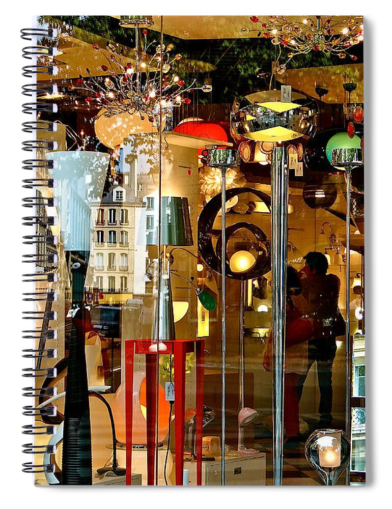Paris Spiral Notebook featuring the photograph Bazar Reflections by Ira Shander