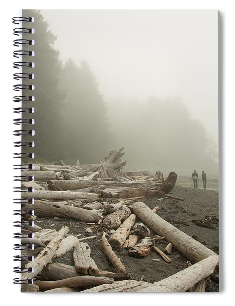 Logs Spiral Notebook featuring the photograph Into the Fog by Marilyn Wilson