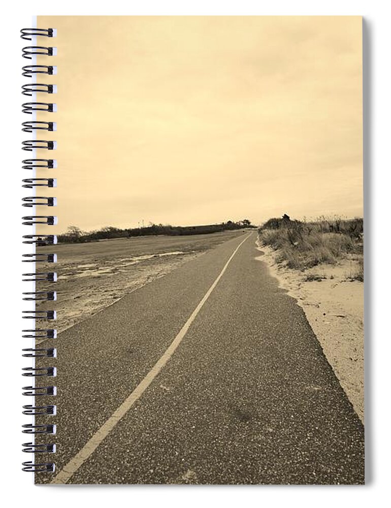 Beach Bike Path Spiral Notebook featuring the photograph Lonely Beach Bike Path by Stacie Siemsen