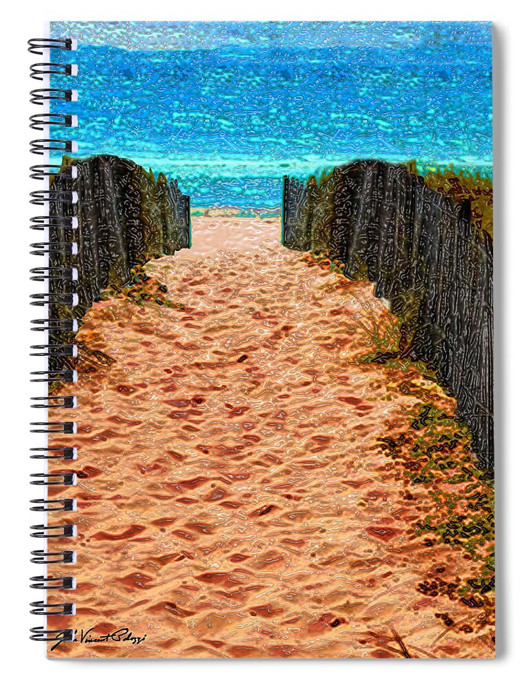 Palozzi Spiral Notebook featuring the digital art Beach Entrance by John Vincent Palozzi