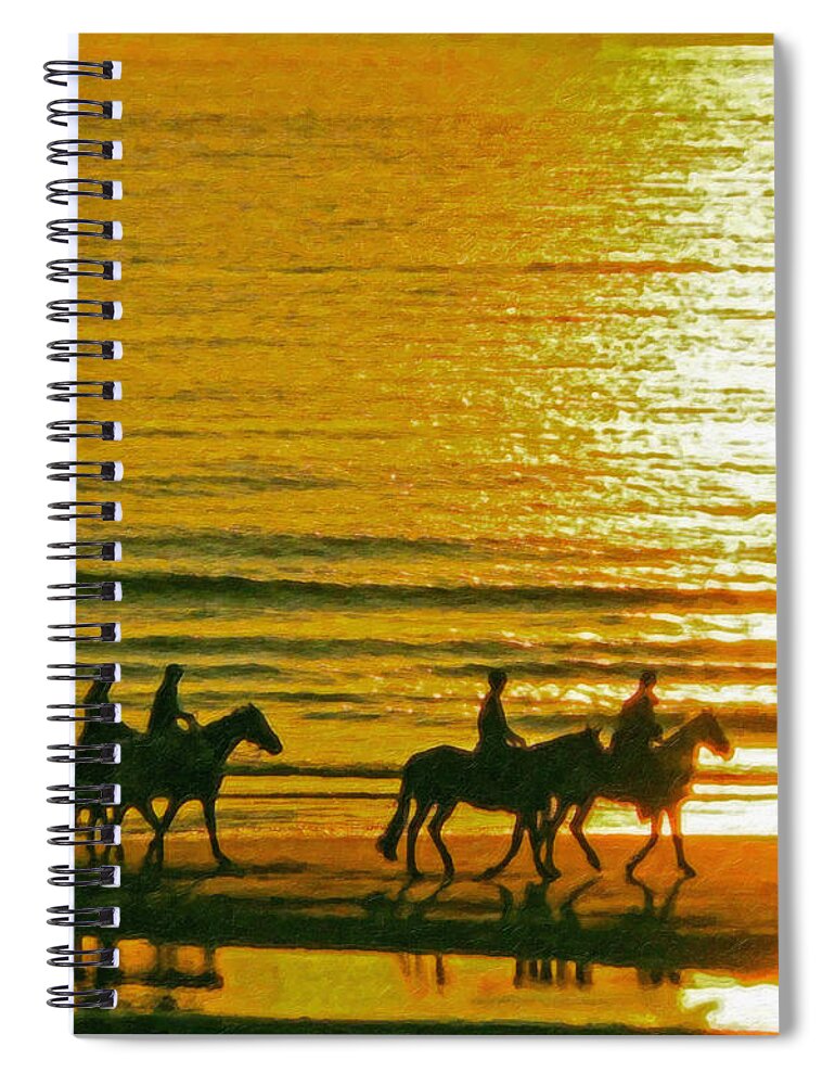 Reiter Spiral Notebook featuring the painting Beach Ride Equ250898 by Dean Wittle