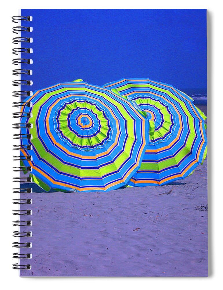 Umbrellas Spiral Notebook featuring the photograph Beach Umbrellas by Jan Marvin Studios by Jan Marvin