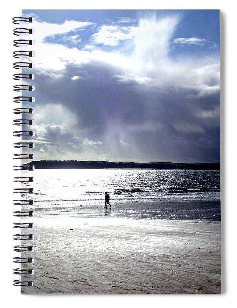 Dramatic Spiral Notebook featuring the photograph Lone Beach Walker by Steve Kearns