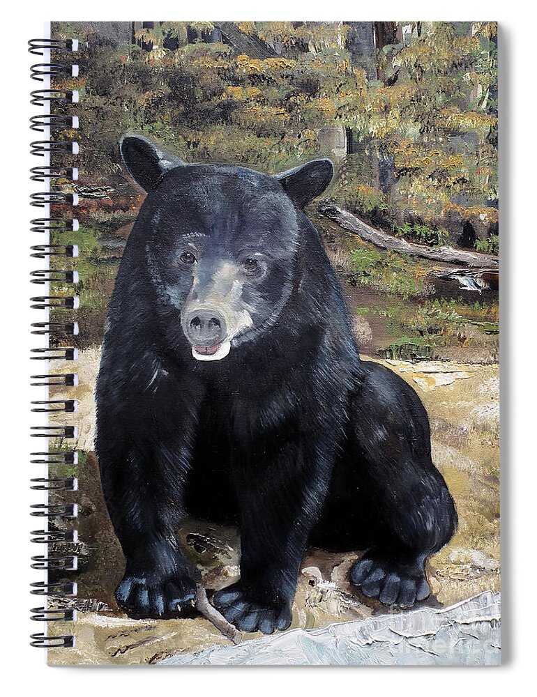 Black Bear Spiral Notebook featuring the painting Bear - Wildlife Art - Ursus americanus by Jan Dappen