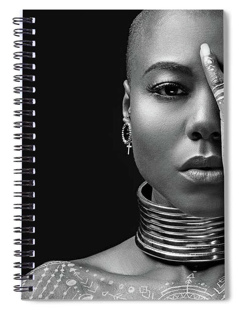 People Spiral Notebook featuring the photograph Beautiful Black Woman Wearing Jewellery by Lorado