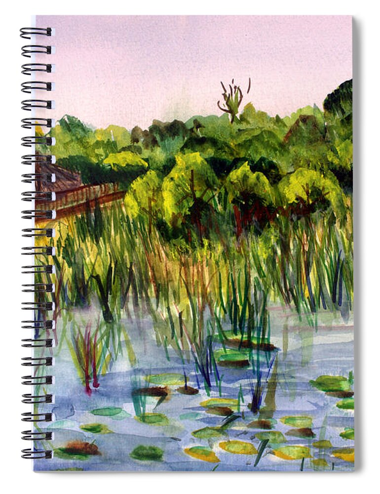 America Spiral Notebook featuring the painting Beautiful Day at Green Cay Nature Center by Donna Walsh
