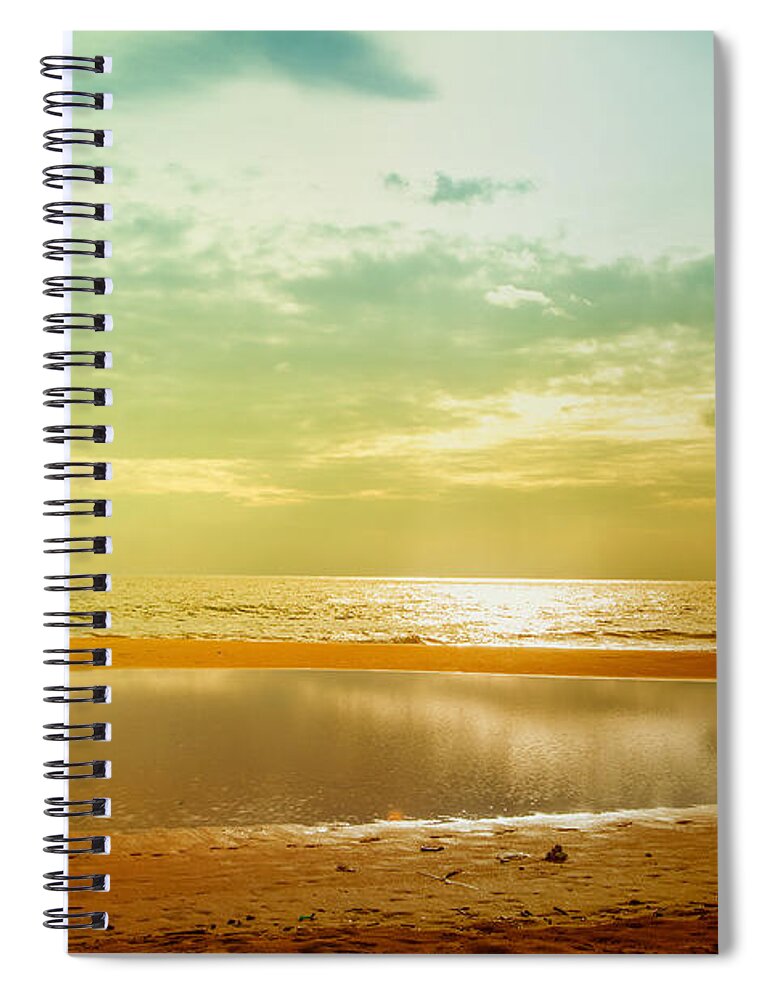 Sunset Spiral Notebook featuring the photograph Beautiful sunset at the Hikkaduwa Beach by Gina Koch