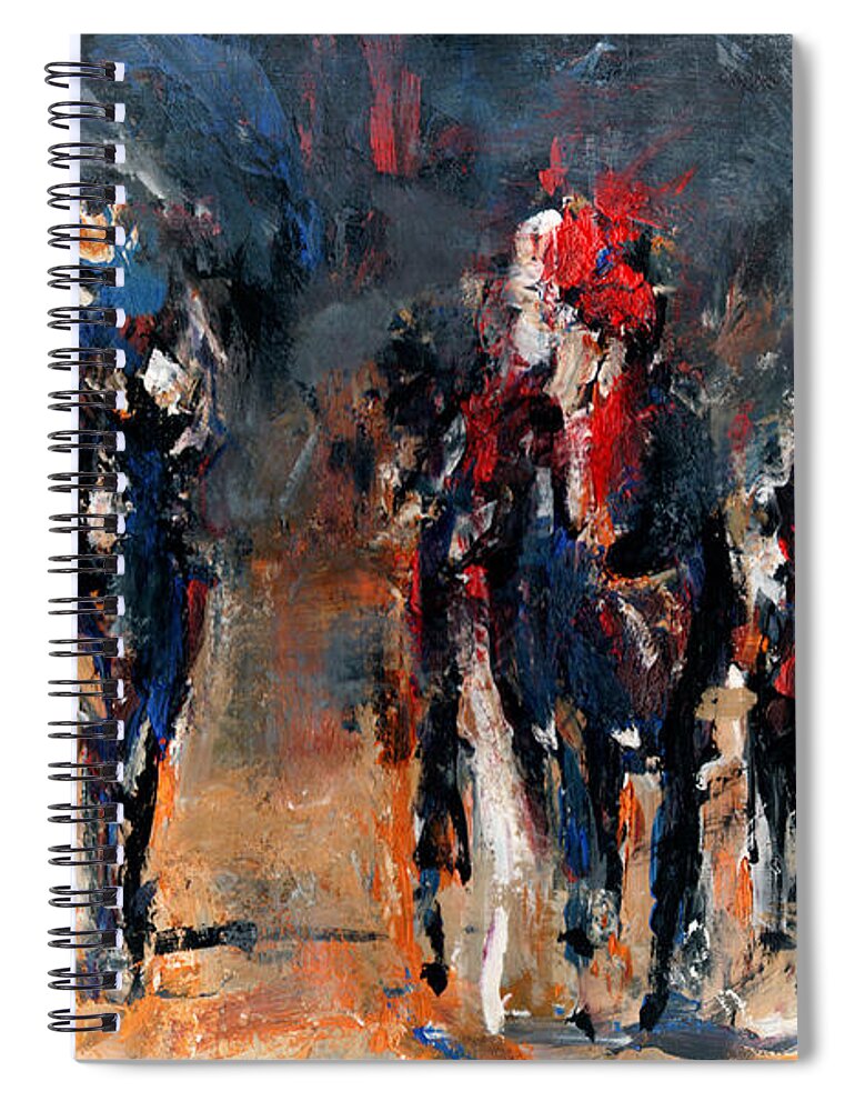 Horse Racing Spiral Notebook featuring the painting Beauty In The Mist by John Gholson