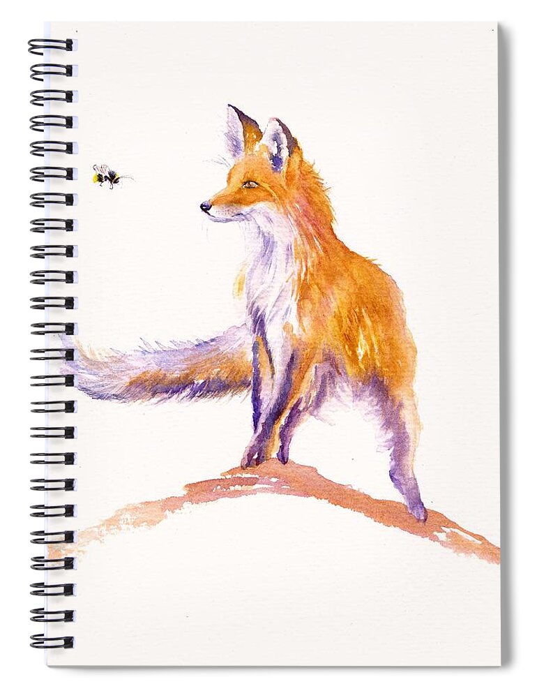 Fox Spiral Notebook featuring the painting Bee Inspired - Fox by Debra Hall