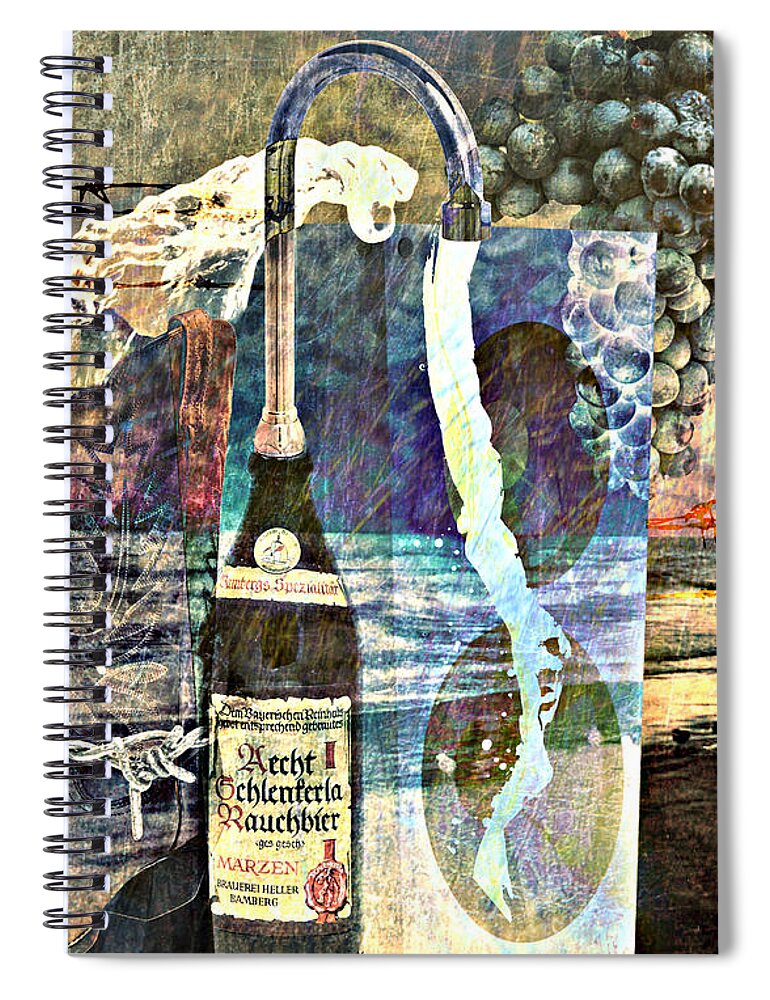 Surreal Spiral Notebook featuring the mixed media Beer on Tap by Ally White