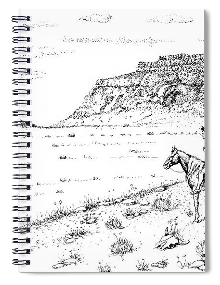Art Spiral Notebook featuring the drawing Open Prairie Overlook by Bern Miller