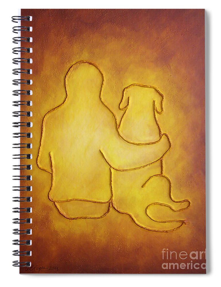 Dog Spiral Notebook featuring the painting Being There 2 - Dog and Friend by Amy Reges
