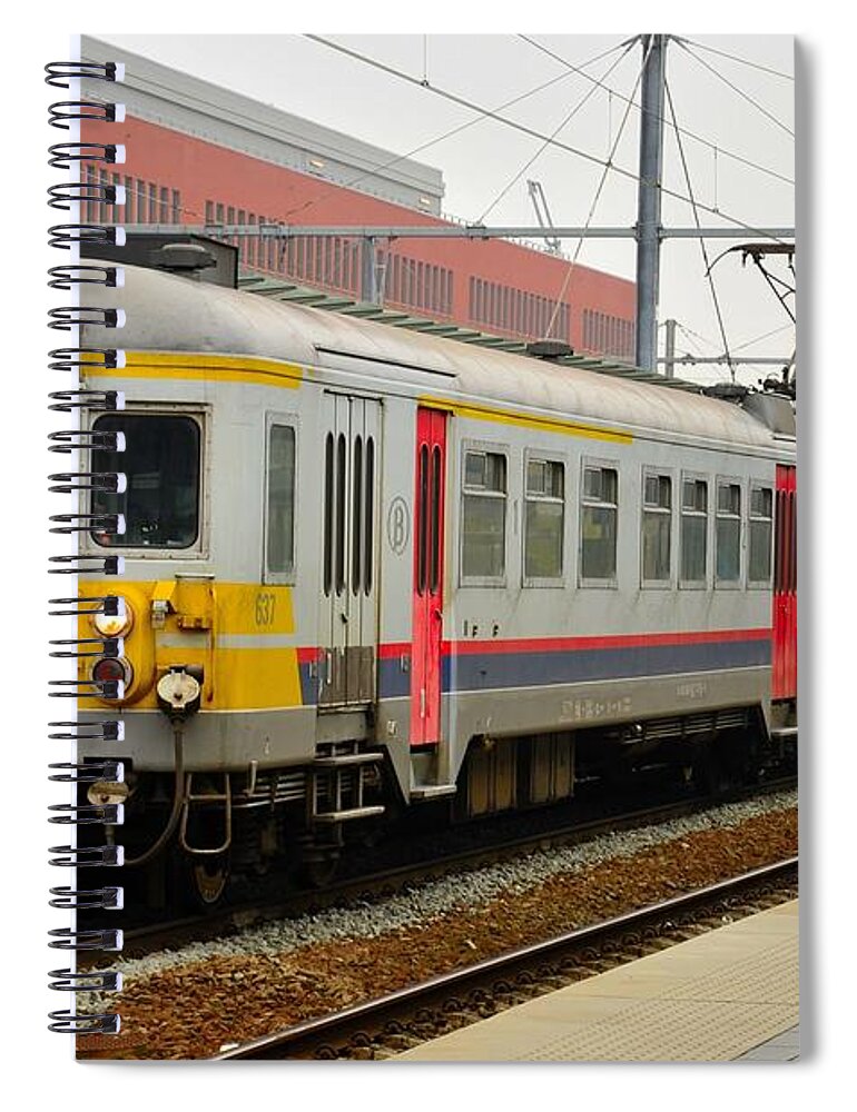 Train Spiral Notebook featuring the photograph Belgium railways commuter train at Brugge Railway station by Imran Ahmed