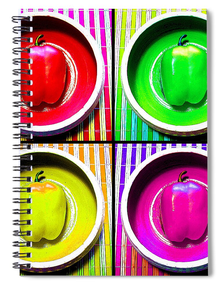 Pepper Spiral Notebook featuring the photograph Bell Pepper Rainbow by Shawna Rowe