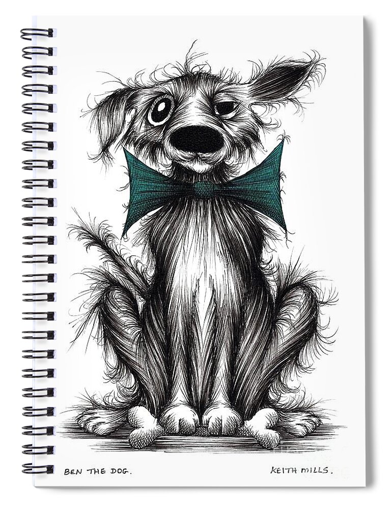 Dog In Bow Spiral Notebook featuring the drawing Ben the dog by Keith Mills