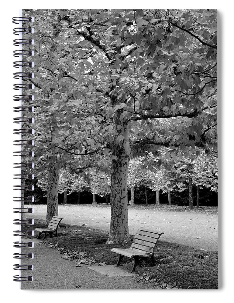 Benches Spiral Notebook featuring the photograph Benches in the park by Corinne Rhode
