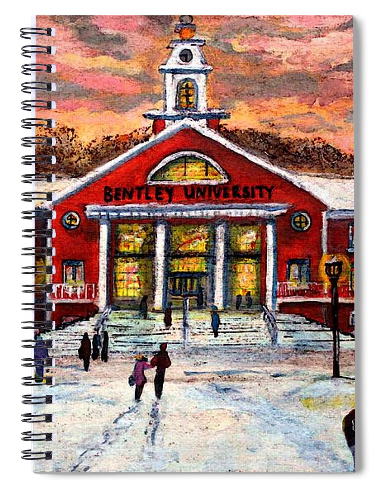 Bentley University Spiral Notebook featuring the painting Bentley Under the Winter Clouds by Rita Brown