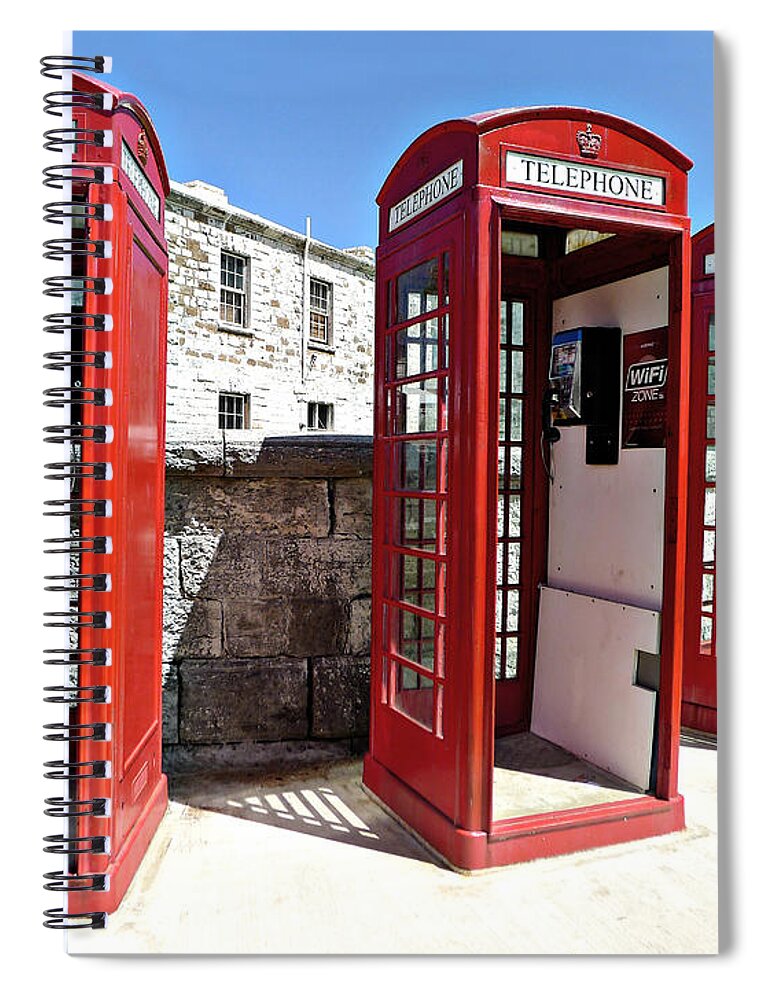 Richard Reeve Spiral Notebook featuring the photograph Bermuda Phone Boxes 2 by Richard Reeve